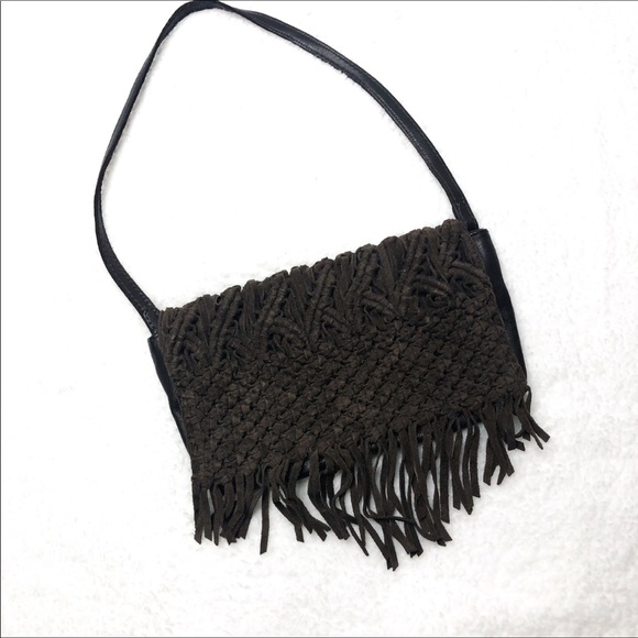 Lucky Brand Handbags - Lucky Brand Daisy Macrame Fringe Bag in Espresso